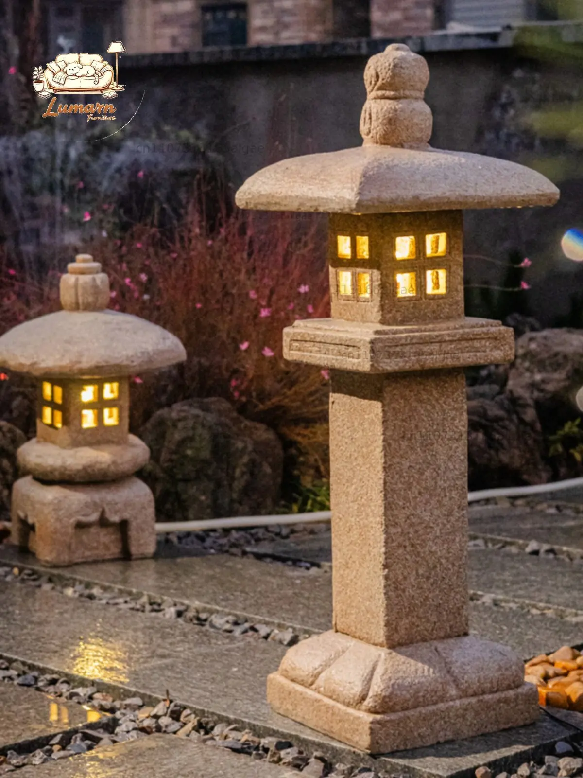 Japanese palace lantern stone lantern courtyard landscaping stone lantern garden antique solar lamp outdoor garden lands