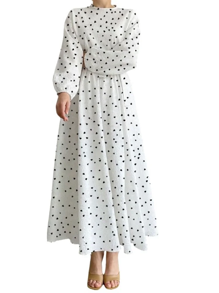 Eid Polka Dot Muslim Dress for Women Abaya Morocco Party Dresses Ramadan Lace-up Abayas Kaftan Islam Dubai Arab Long Robe 2024