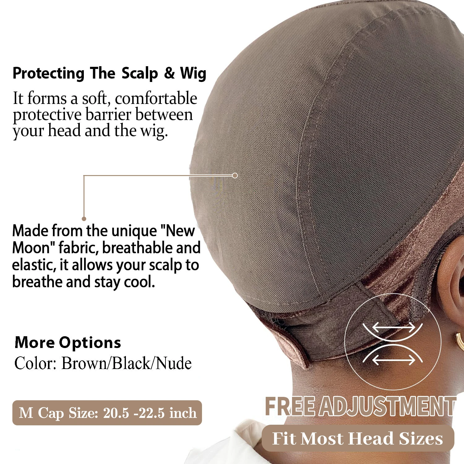 قبعة شعر مستعار مع شريط قبضة للحفاظ على الباروكات في مكان، دانتيل شفاف أكثر كاملة بعرض الغطاء للشعر المستعار من الدانتيل الأمامي