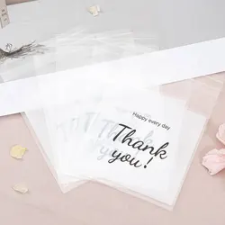 50-100pcs Thank You Gift Bags Candy Cookie Packaging Plastic Adhesive Pouch for Wedding Birthday Favors Small Business Supplies