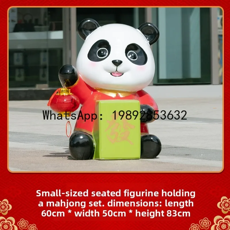 BJ  Outdoor Garden New Year Panda Sculpture Fiberglass Community Landscape Floor Ornament Festive Mall Courtyard Display
