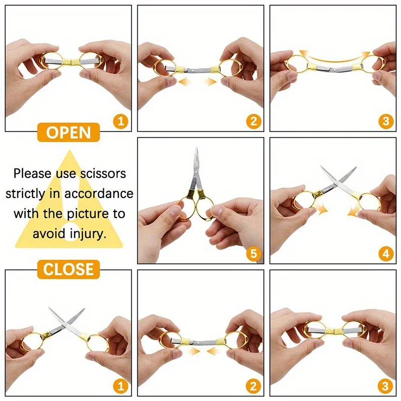 3-12 قطعة مقص سبائك الزنك مكافحة الصدأ للطي مقص نظارات على شكل قص صغير للاستخدام المنزلي والسفر