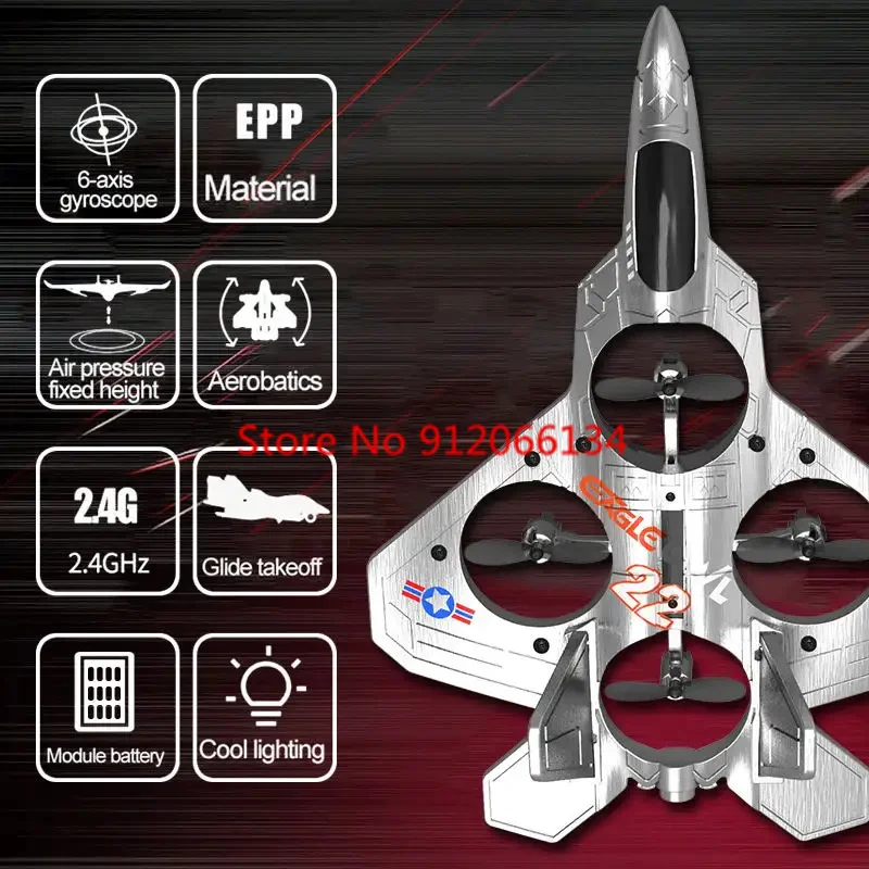 Outdoor One Click Takeoff Land Remote Control Stunt Fighter 360° Roll Six Axis Gyroscope EPP LED Light RC Plane AirPlane Model