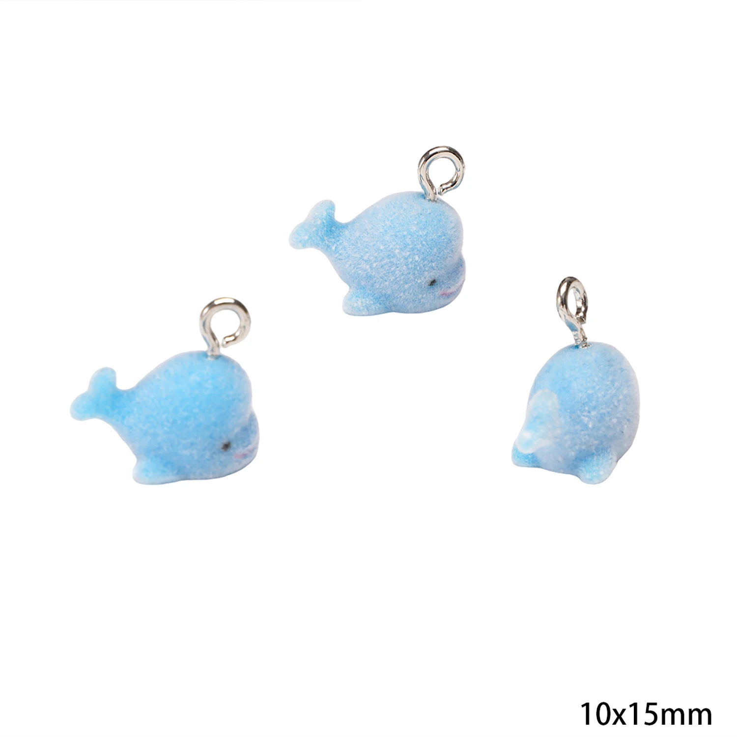 3D Flocking Resin Animal Charms for DIY Jewelry