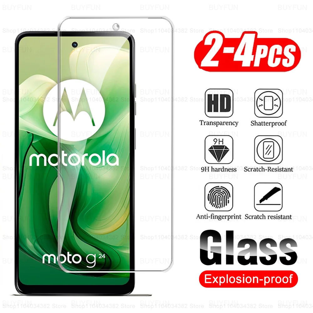 2-4Pcs Tempered Glass Screen Protector For Motorola Moto G04 4G Glas G04s G14 G24 Power G34 G54 G64 G84 G55 G45 G35 G75 5G Cover