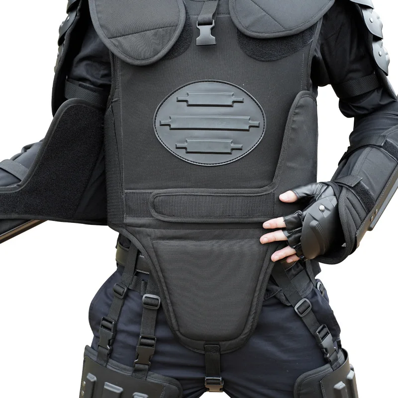 FOX102 Black Hard Anti-Riot Armor PC Housing Full Body Flame-Retardant Oxford Cloth Protective Assembly Anti-Riot Suit