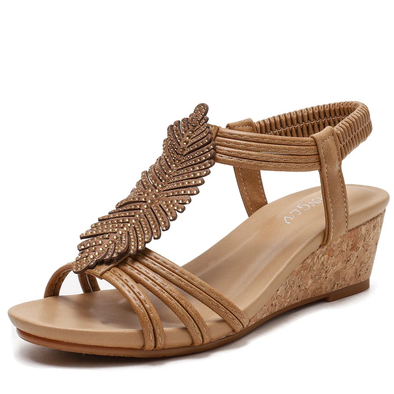 Casual Wedge Sandals for Women, Summer Roman Shoes, Women's Sandals with Thick Soles, Plus Size, Slimming and Versatile
