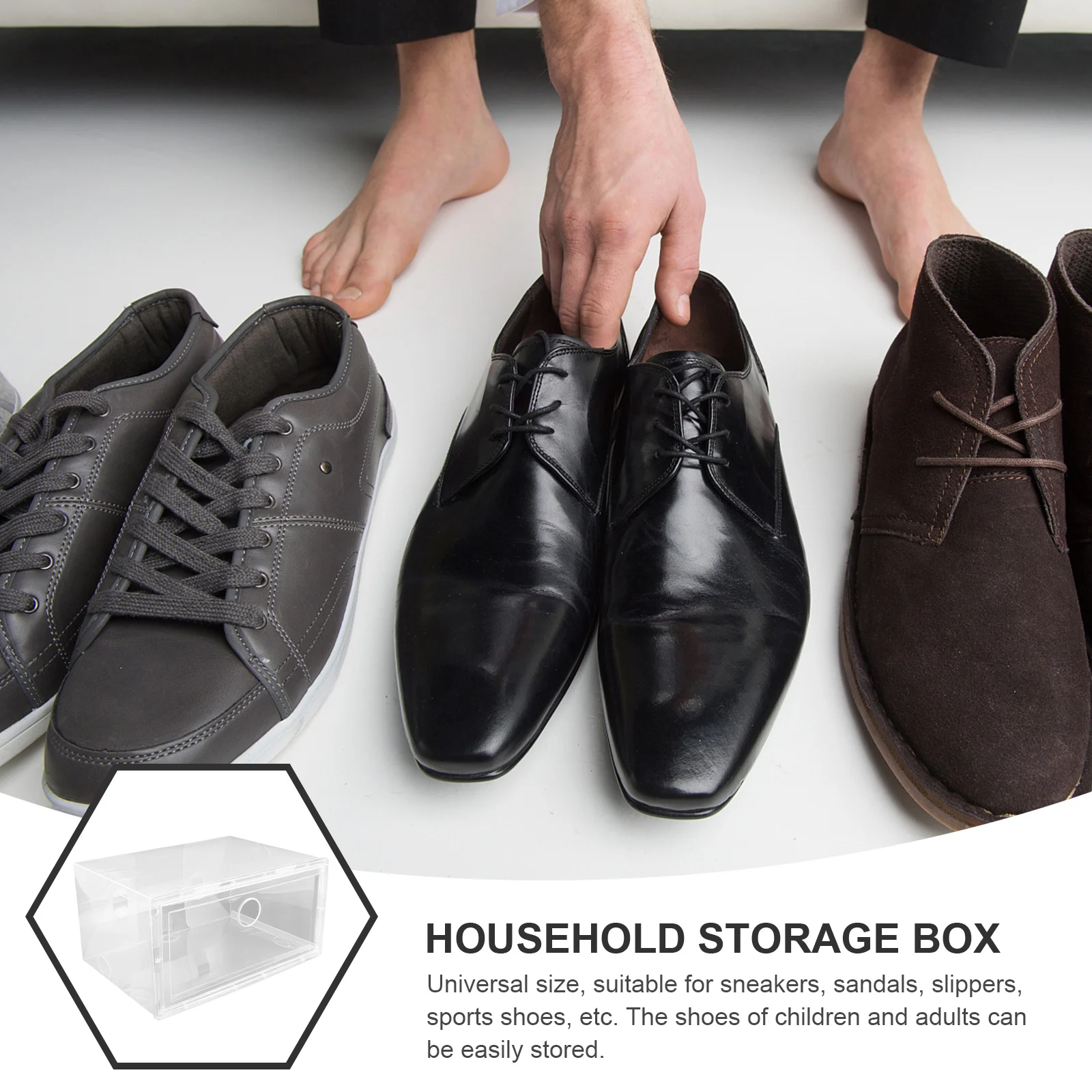 

1pc Plastic Shoe Box Transparent Thickened Stackable Footwear Storage Box For Home Dormitory Shoe Organizer Slipper Sneaker