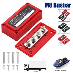 12V-48V 300A Professional Busbar Terminal Block M8 Terminal Stud Heavy Duty Battery Terminal Block with Cover for Boat Car RV