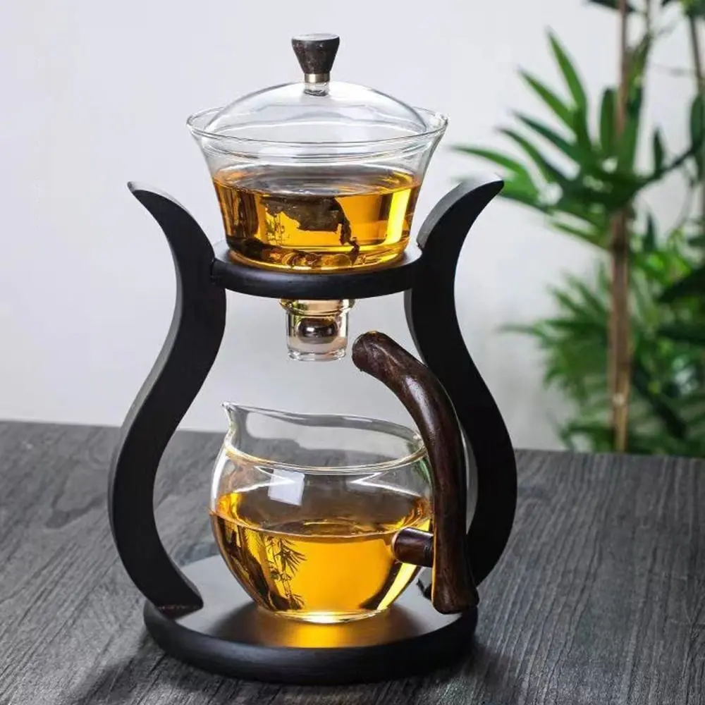 Magnetic Water Diversion Lazy Kungfu Tea Set Heat-Resistant High Borosilicate Glass Semi-Automatic Teapot Set with 6pcs Tea Cups