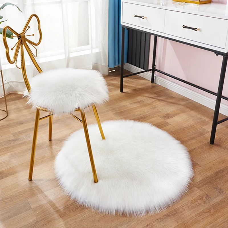 

Trendy Long Plu Chair Pad Children's round Chair Photoaphy Carpet Nordic Sle Home Fabric Chair Cuion
