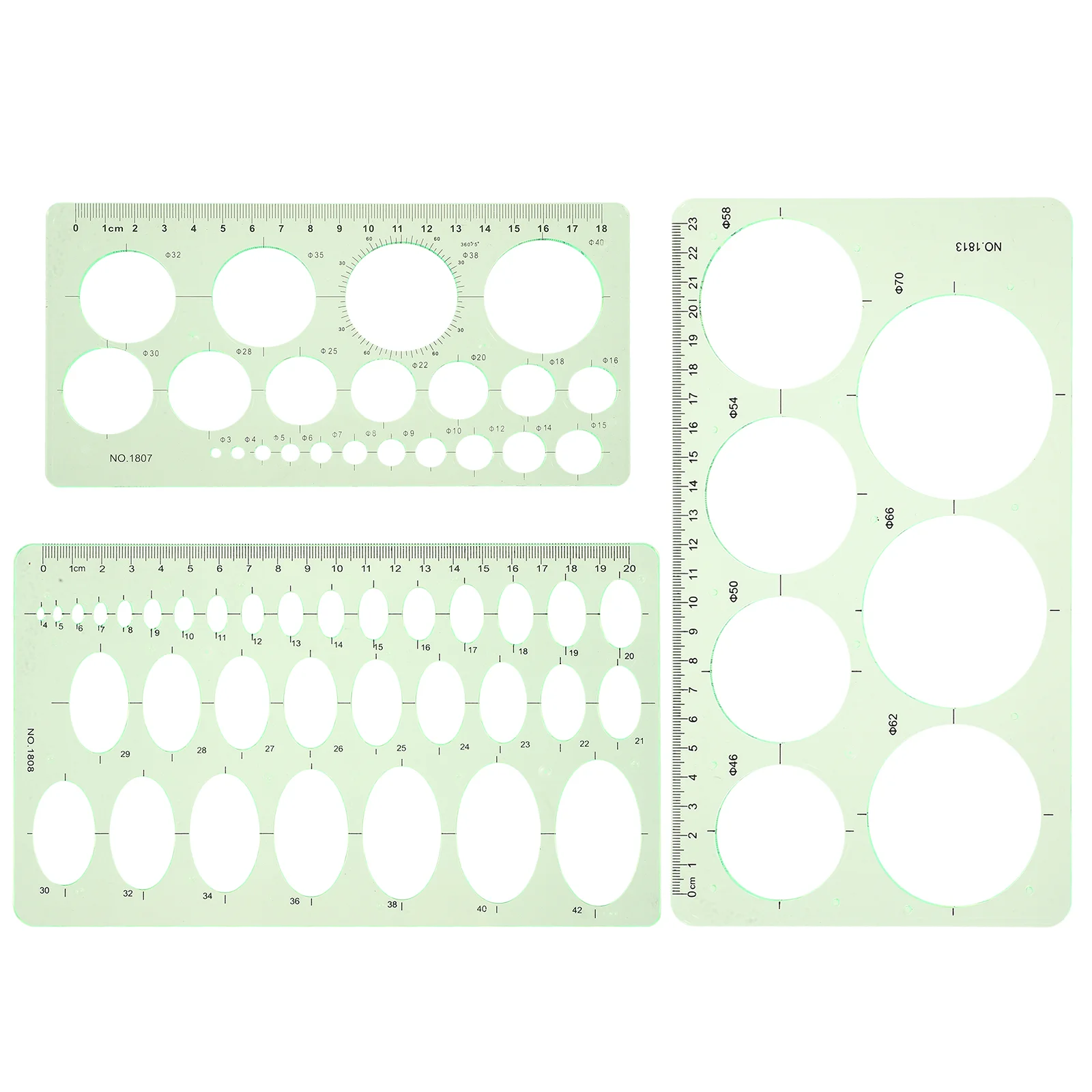 3 Pcs Ellipse Template Circle Templates for Drawing Stencils Oval Supplies Ruler DIY Geometry Tool Plastic Geometric Student
