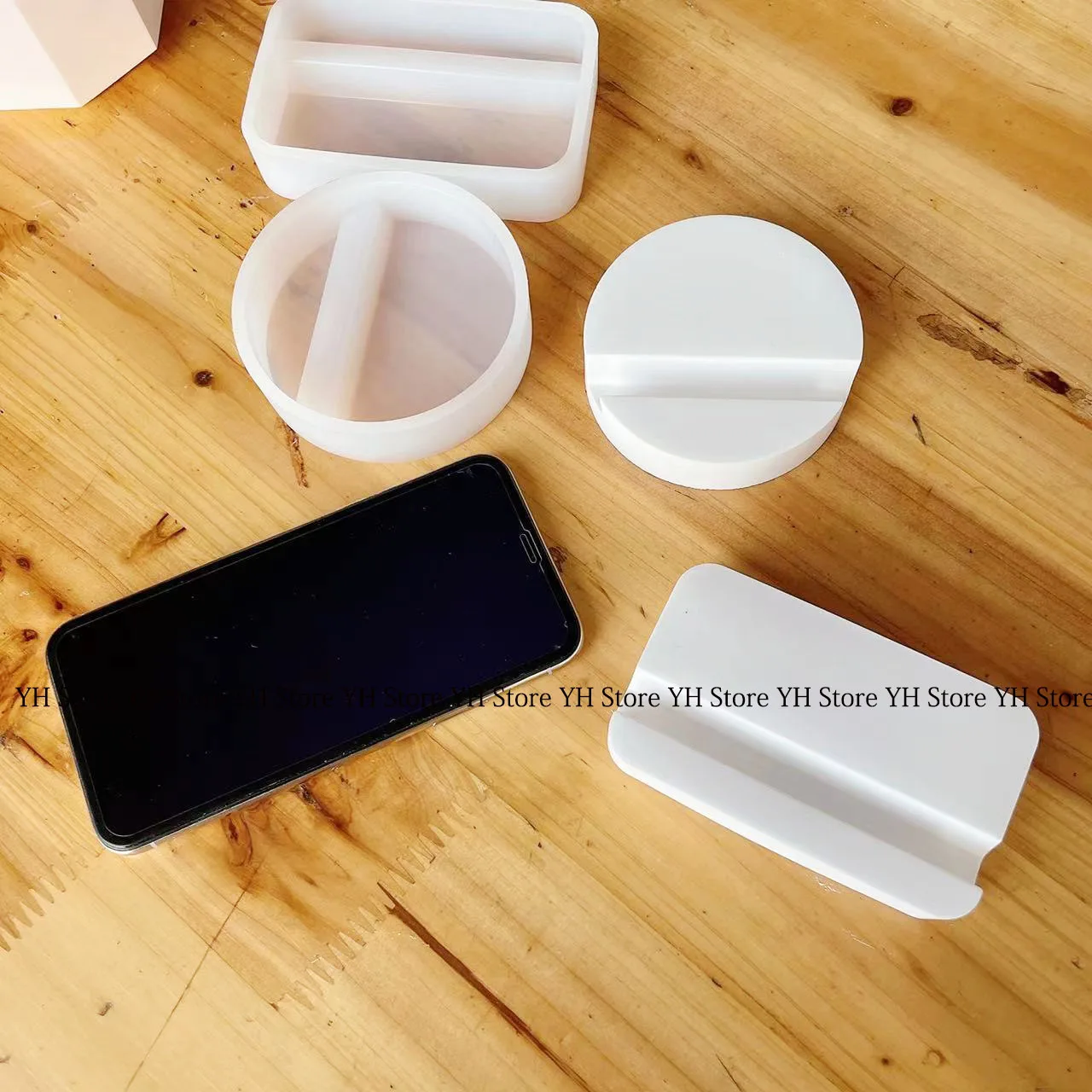 Resin Cellphone Holder Casting Silicone Mould Plaster Crafts Making Tools,Concrete Cement Gypsum iPhone Stands Tray Molds