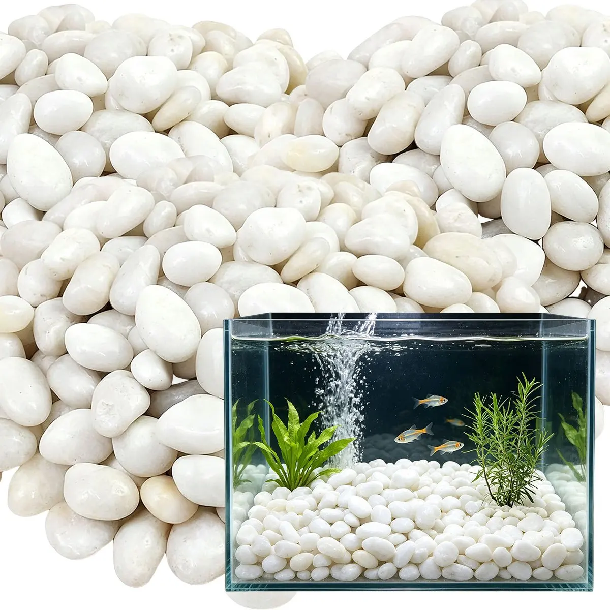 350g High Polished White Natural River Pebbles 2-3cm Smooth Decorative Stones, Landscape Gravel for Plant Vase Filler  ZSY view 6