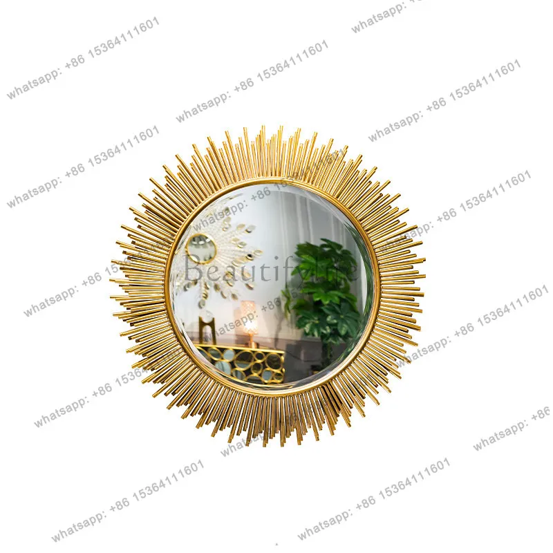 

Round Hanging Helios Fireplace Modern American French Rattan Homestay Wall Light Luxury Iron Art