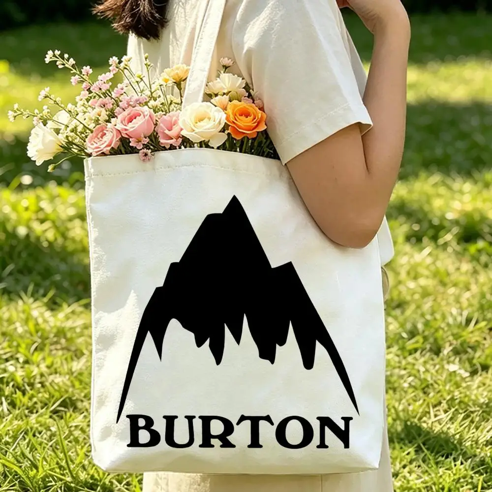 Bolsas de Almacenamiento de la Marca Burton para Esquí, Bolsa de Lona con Diseño, Impresión a Doble Cara, Bolso de Hombro Resistente para Playa, Picnic, Regalo Ecológico
