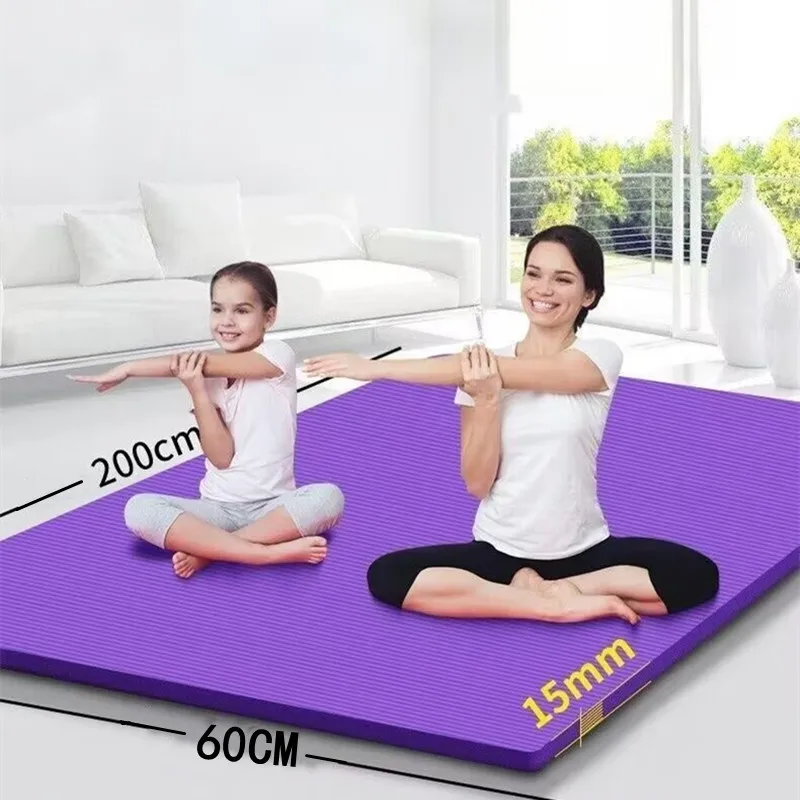 

200x60cm Widen and Thicken 15mm Sound Insulation Yoga Mat Non-slip Pilates Mat Sports Yoga Mat for Pilates Yoga Fitness Indoor