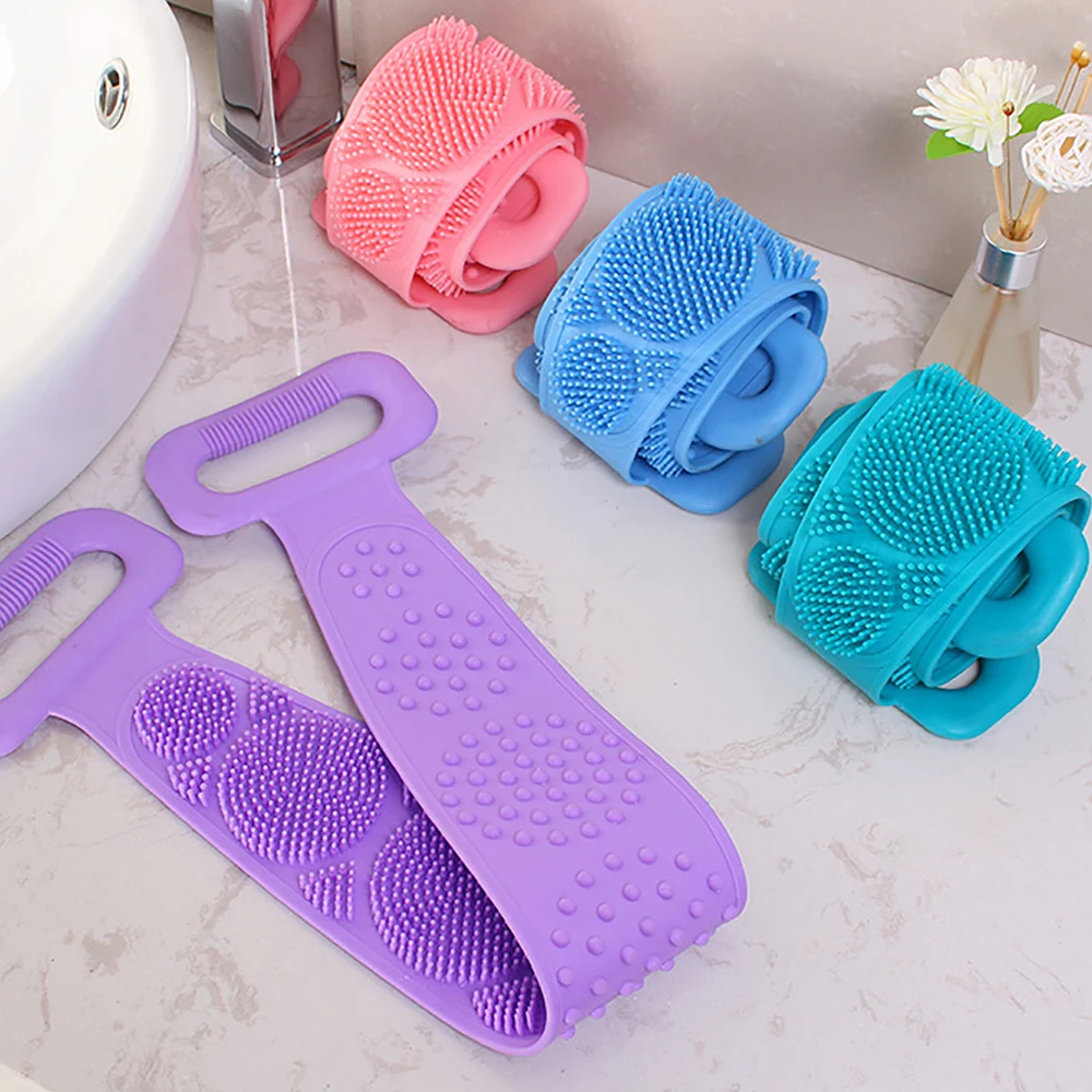 Silicone Body Sponge Brushes Bath Towels Scrubber Rubbing Back Peeling Massage Shower Belt Extended Skin Clean Brushes