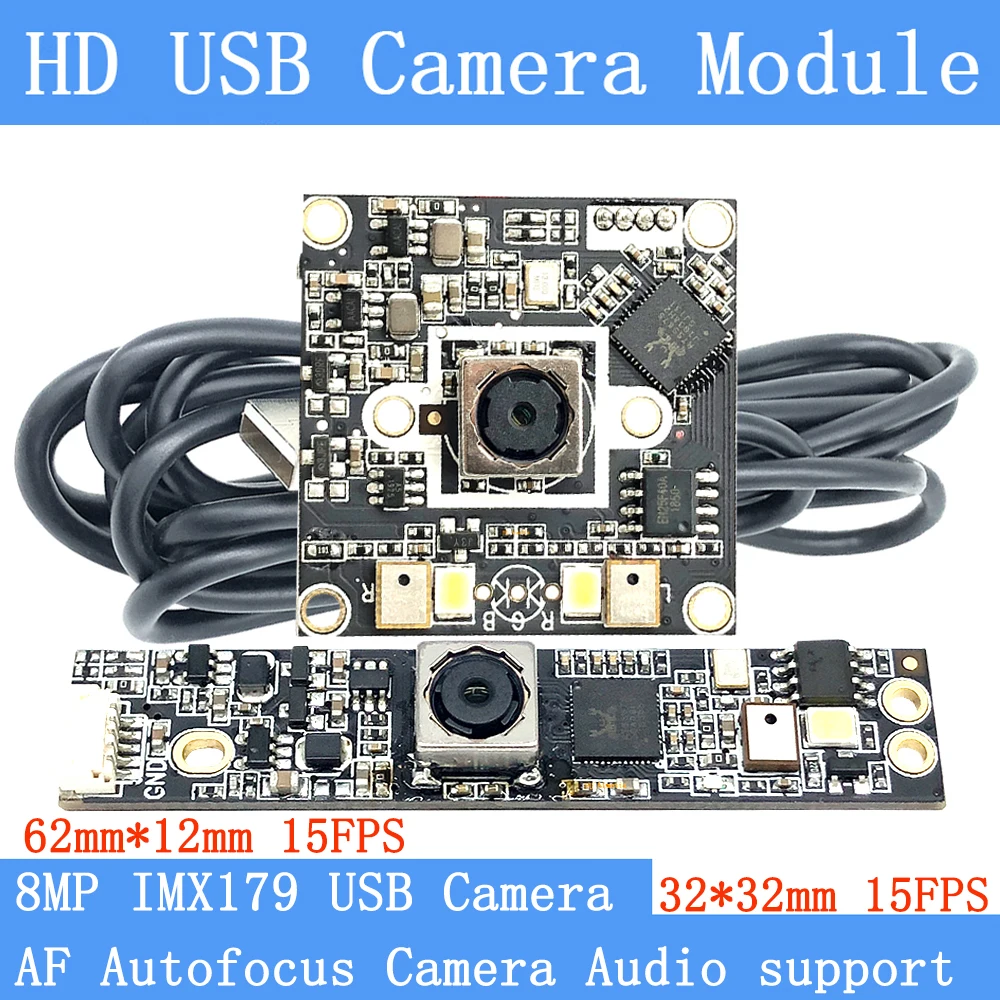 32mm CCTV Camera HD 800W IMX179 Industrial Level Near Remote AF Autofocus UVC 15FPS 3264*2448 4K USB Camera Module Support Audio