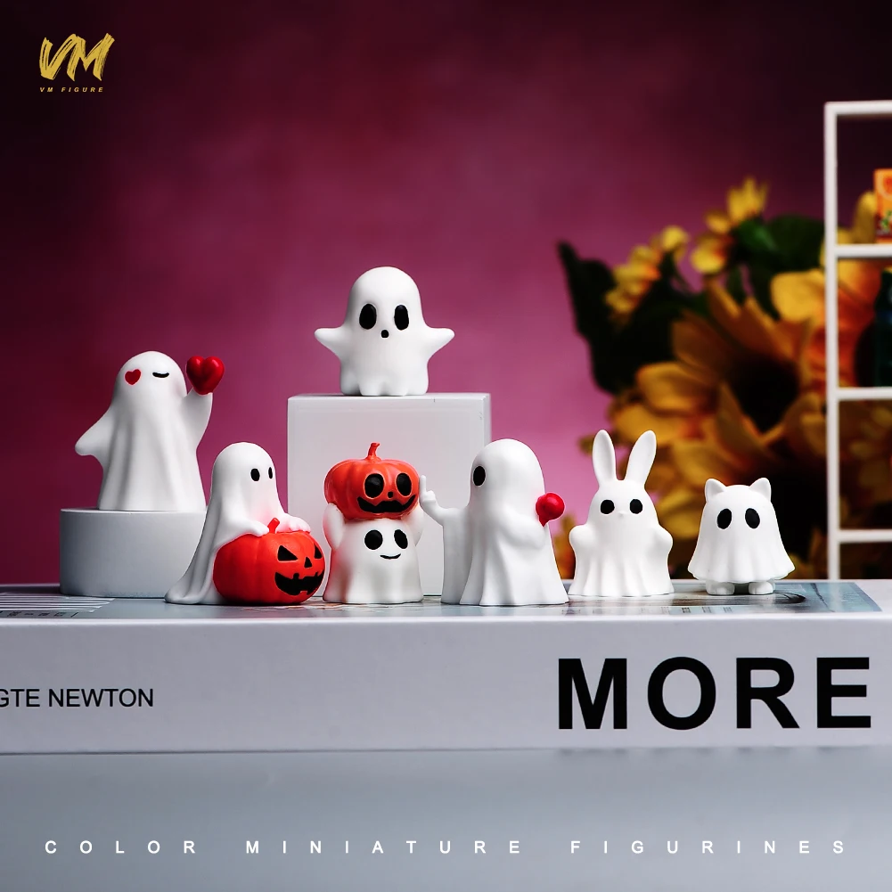 Resin Miniature Playful Halloween Figurines lovely Halloween Ghost Pumpkin Model Creative Home Decoration DIY Craft Toys Gifts