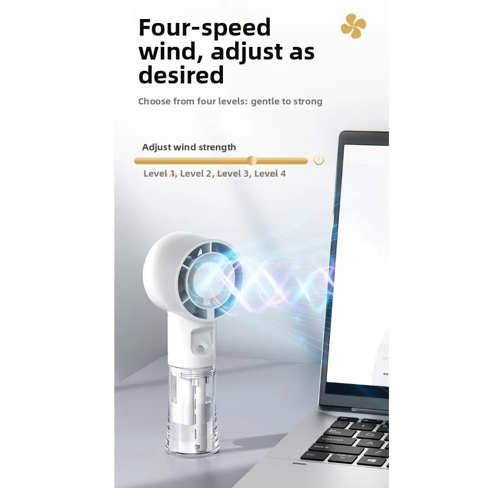 USB Rechargeable Portable Handheld Misting Fan with 4 Adjustable Speeds Long-Lasting Battery Mini Spray Fan Compact