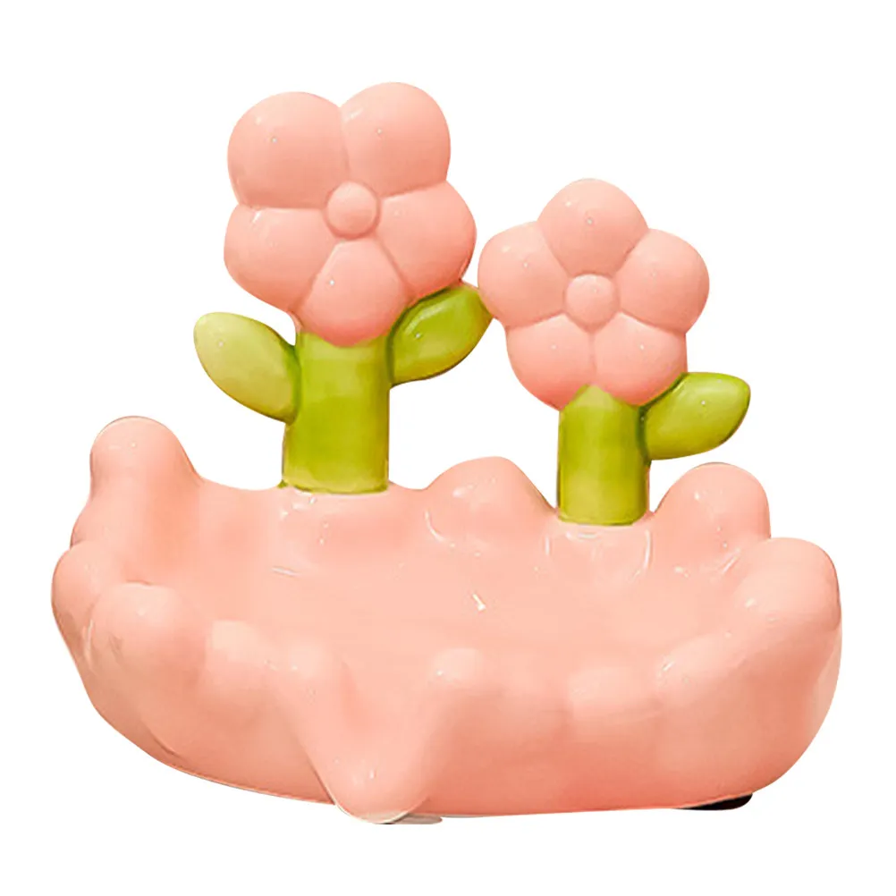 

Flower Ceramic Soap Holder Multi-Functional Bathroom Countertop Dish with Smooth Surface and Wear-Resistant Drainage Tray