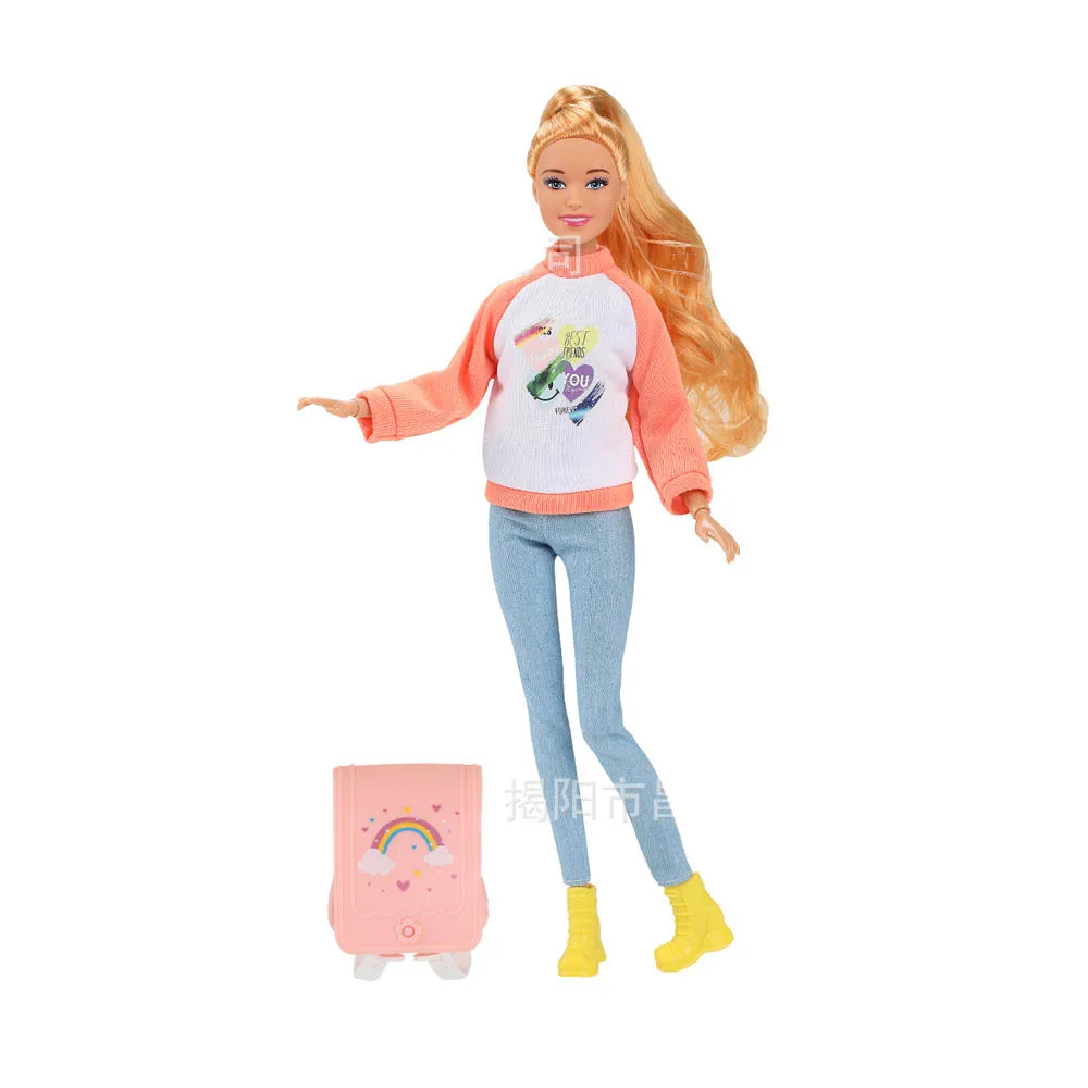 30cm Fashion BABI Princess Doll Toys 1/6 BJD Doll Joints Movable Student Era Casual Top + Pant Set Dress Up Play House Toy Gift