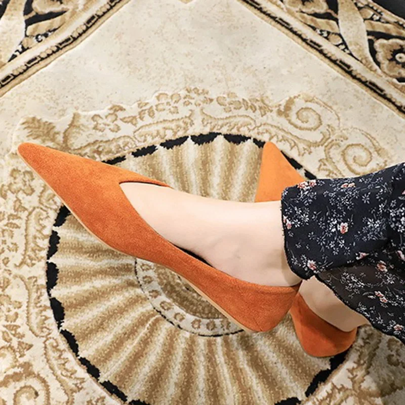 Women 0.5cm Low Heels Leisure Outside Flats Female Fashion Suede Surface Low Heels Lady Sexy Evening Party Slip On Flat Shoes