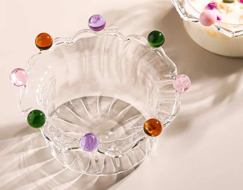 Creative Crown Glass Bowl Fruit Plate Dish Snack Candy Cake Bowl Ice Cream Cup Dessert Large Capacity Clear Glass