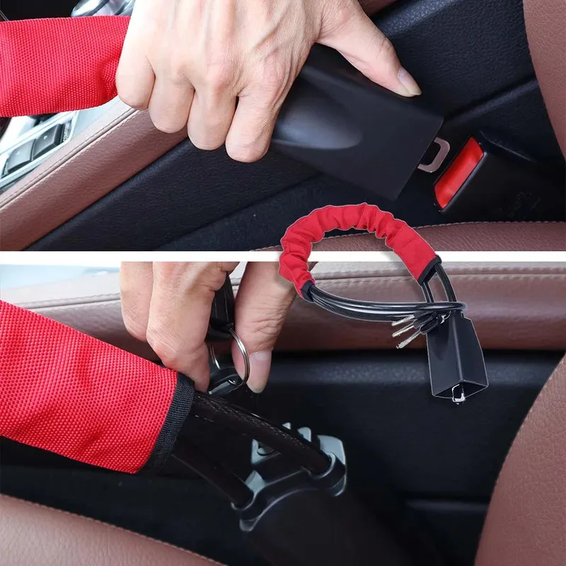 Heavy Duty Retractable Cable Steering Wheel Lock Anti-Theft Cut Resistant Seatbelt Fastener Universal for Car SUV