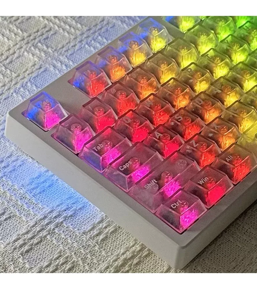 Forging or Side Engraving Transparent PC Keycap 132 Keys Original Factory Highly Forged Carbon Fiber Texture