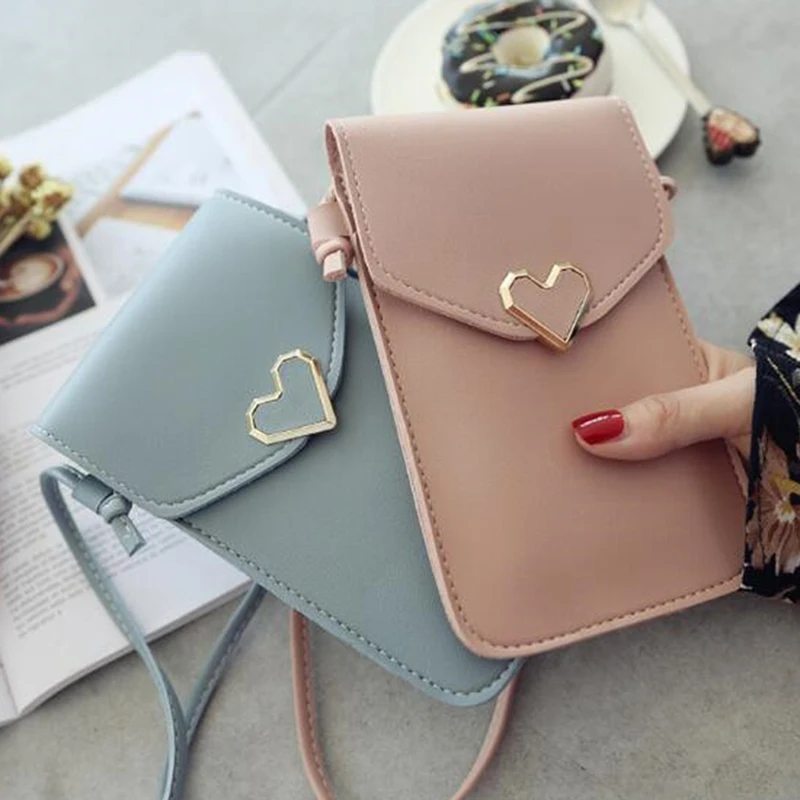 Women Bag For Phone Transparent 2023 Women Coin Purse Cross Shoulder Bag Girls Cute Phone Bags Mini Heart Type Hasp Mobile Pouch