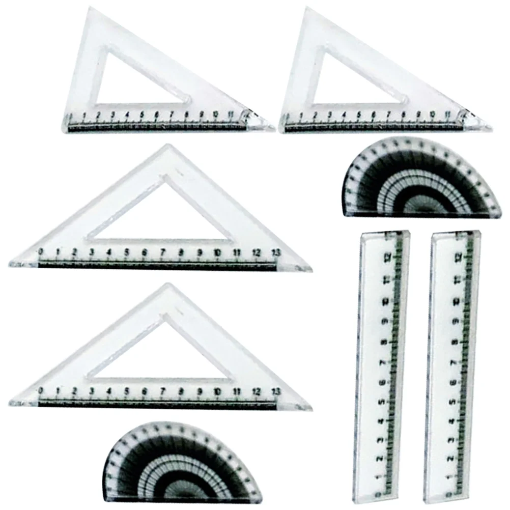 2 conjuntos de suprimentos para casa em miniatura, material pp resistente, mini régua de medição para conjuntos de estudo de construção de cena, mini régua de modelo em escala