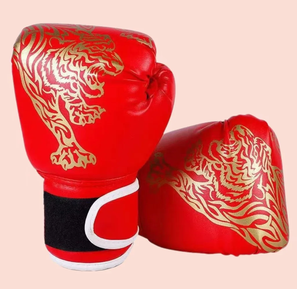 

Adult Children's Boxing Gloves Sanda Competition Training Taekwondo Flame Half Finger Gloves Fight Fighting Protective Gear