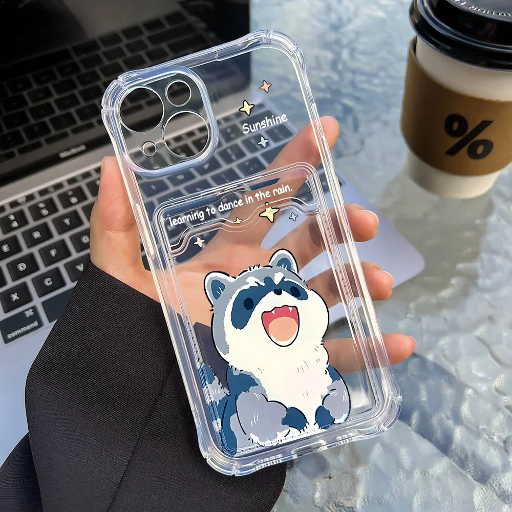 Wallet Card Holder Clear Soft Case For iPhone 15 16 13 14 12 11 Pro Max XS XR X 7 8 Plus SE 2022 Transparent Card Slots Cover