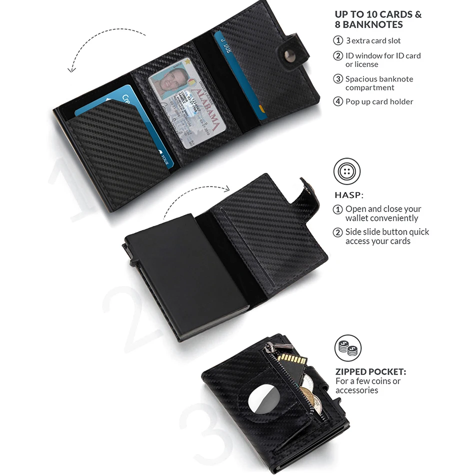 Airtag กระเป๋าสตางค์ Rfid บัตรเครดิตผู้ถือกระเป๋าสตางค์ผู้ชาย Trifold Luxury Slim Air Tag Tracker Minimalist ผู้ถือบัตรนําเสนอ Choice