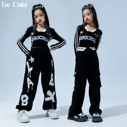 Polo court Hip Hop pour filles, pantalon cargo, sweat-shirt pour enfants, jogging de danse de rue, ensembles de vêtements Streetwear pour enfants, costume de jazz