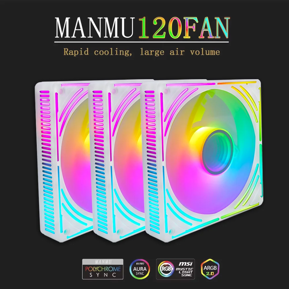MANMU RGB Fans For PC Case 120mm Fan RGB 4 Pin Cooler Air Cooling 3Pin 5V PC Fan PC Computer