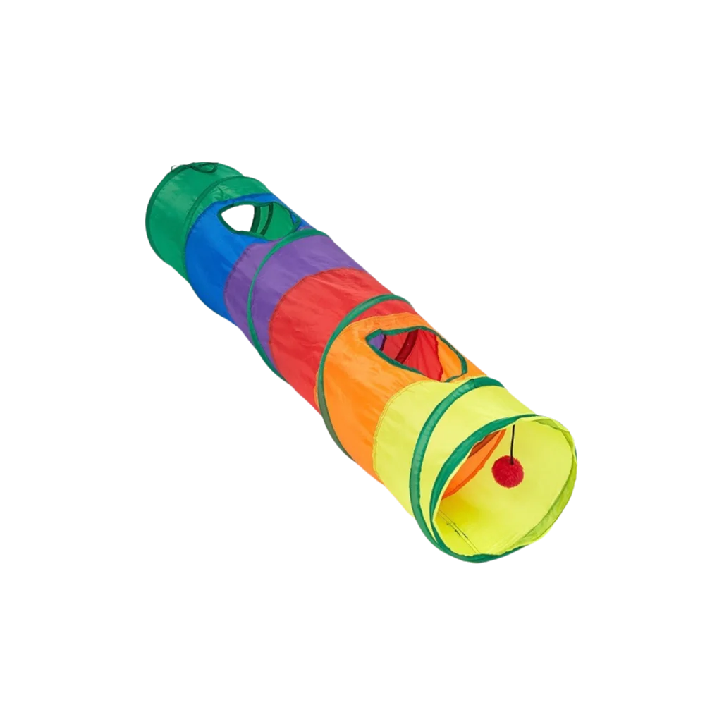 

Funny Colorful Folding Cat Tunnel Toys Interactive Breathable Kitty Training Toy with Ball Pet Collapsible Tube Toy Training