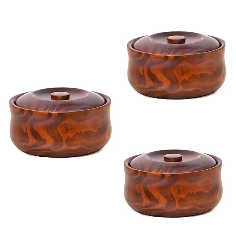 

Handmade Wooden Bowls Home Decor Storage Solid Wood Grain Storage For Soup