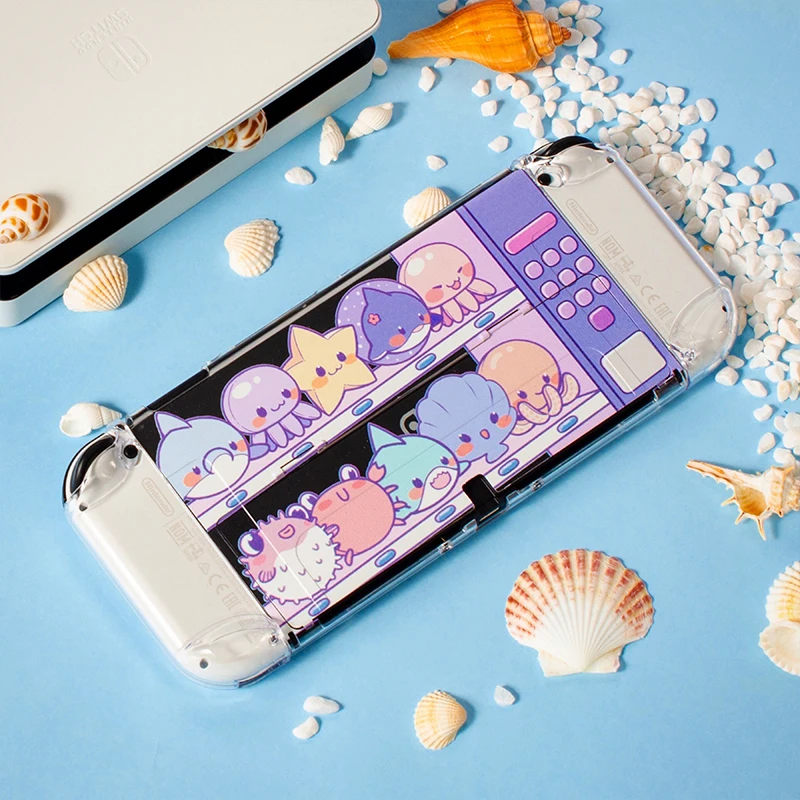 Nuevo para Nintendo Switch OLED funda protectora lindo Animal marino Split cubierta dura para PC JoyCon OLED Shell para Nintendo Switch Game Case