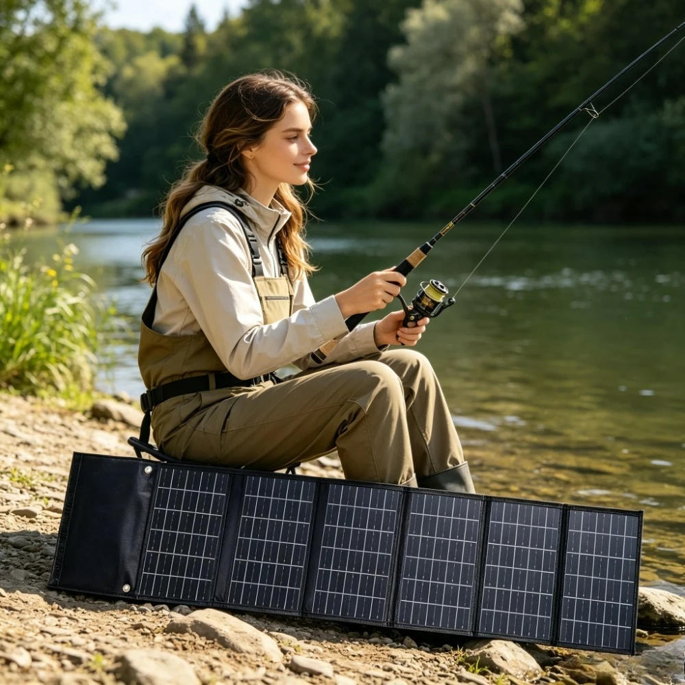 Hiking Boating Cycling 50W 90W Foldable Solar Charger Portable ETFE Waterproof Solar Panel Dual USB DC Output Outdoor Camping