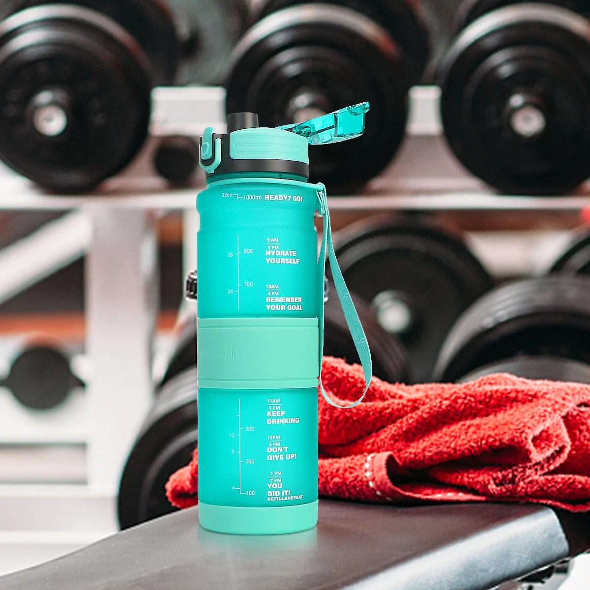 

500/1000ml High Quality BPA Free Water Bottle For Sports With Time Marker Outdoor Gym Leak Proof Seal Bicycle Water Bottle