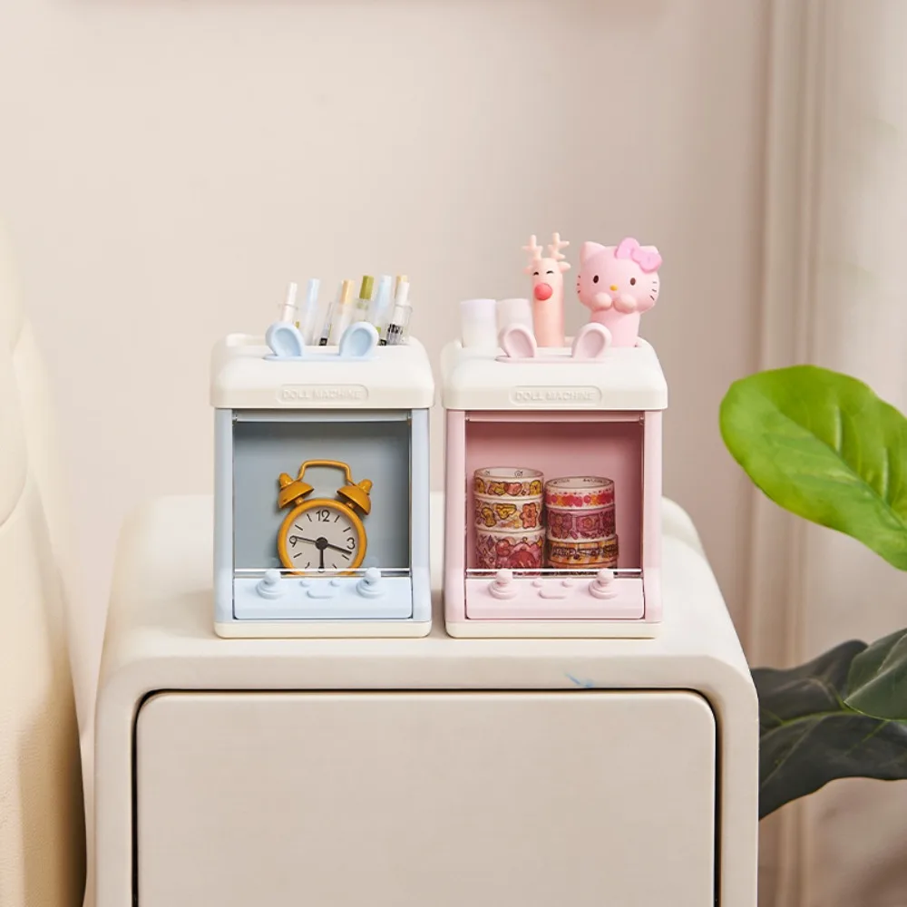 Creative Cartoon Multi Grid Penholder Multifunctional Storage Box Brush Holder Storage Container Desktop Ornament Pencilcase