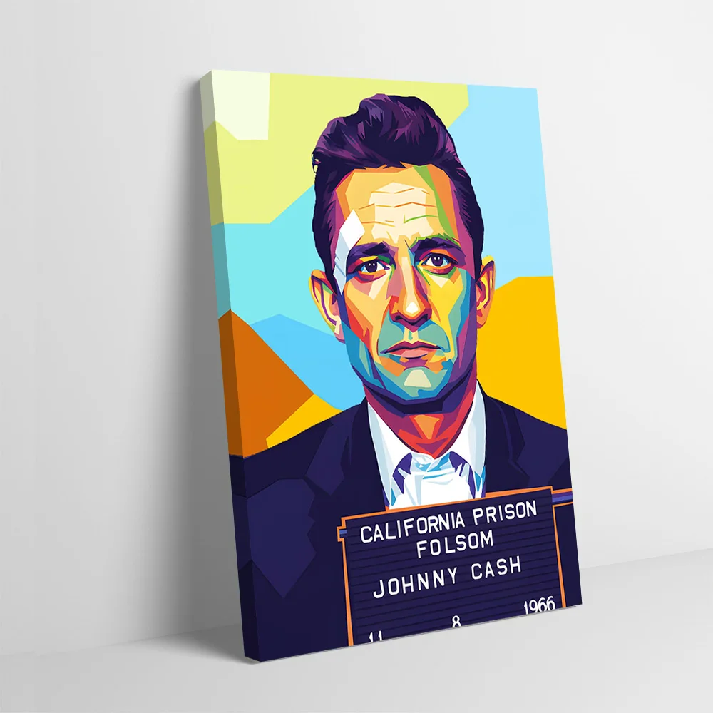 Johnny Cash Mugshot Pop Art Poster Customizable Printed Canvas Painting for Pictures Wall Art Interior Accessories Home Decor