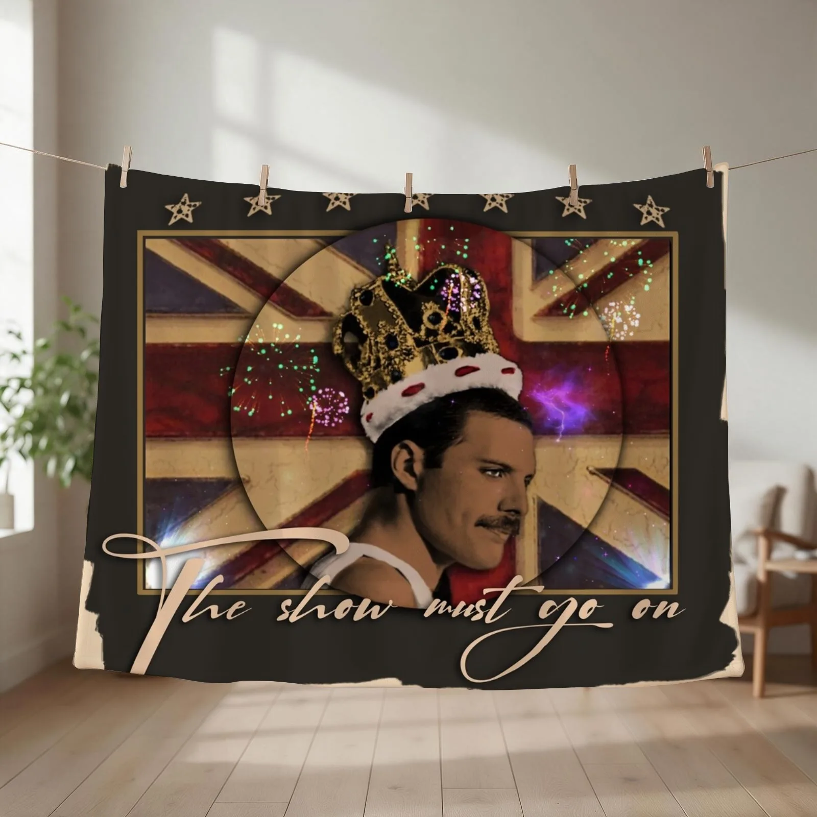 The show must go on Throw Blanket couch cozy soft plush fuzzy picnic outdoor blanket