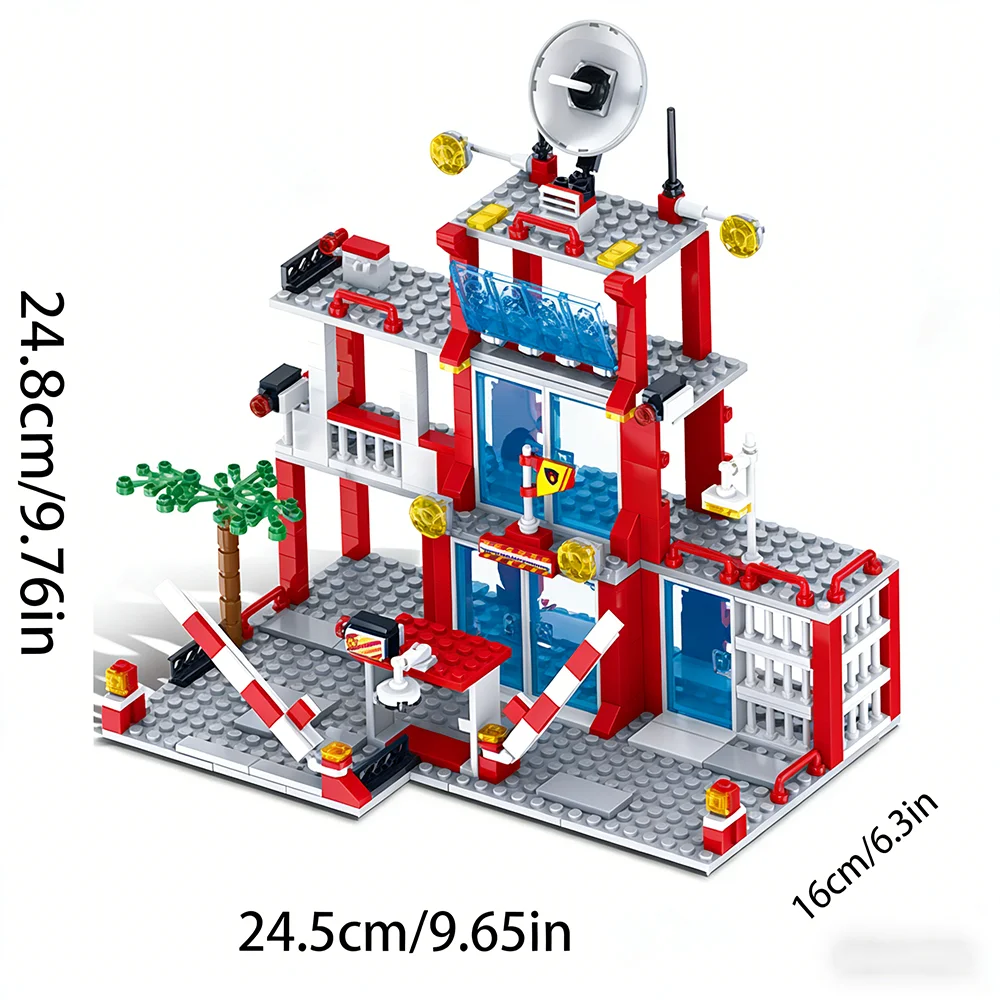 1000+ Teile Urbane Architektur Bausteine Polizeistation Feuerwehrstation Feuerwehrauto Bausteine Spielzeug Weihnachts- und Feiertagsgeschenk – Detail 7