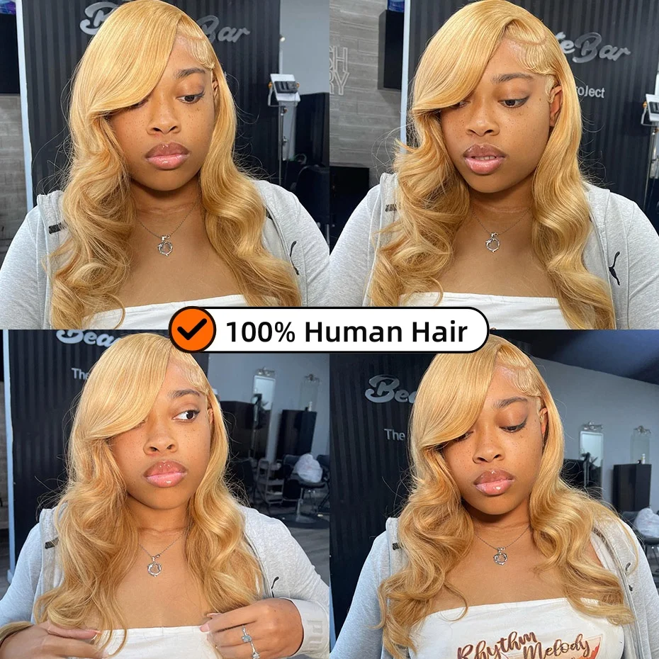 الجسم موجة 13x6 العسل شقراء الدانتيل الباروكة أمامي البرازيلي # 27 شعر مستعار بشري أشقر ملون للنساء شعر مستعار دانتيل عالي الدقة 13X6 مسبقًا