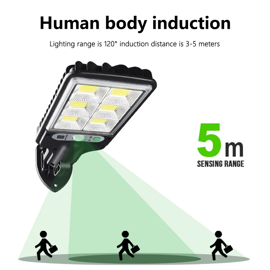 72COB Solar Lamp LED Outdoors Wireless Wall Lamp Human Motion Sensor Street Light With 3 Modes For Garden Courtyard Yard Path