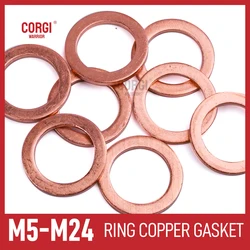 Boat Red Brass Copper Crush Sealing Washer M5 M6 M8 M10 M12 M14 M16 M18 M20 M22 M24 Flat Ring Sump Plug Oil Seal Gasket Washers